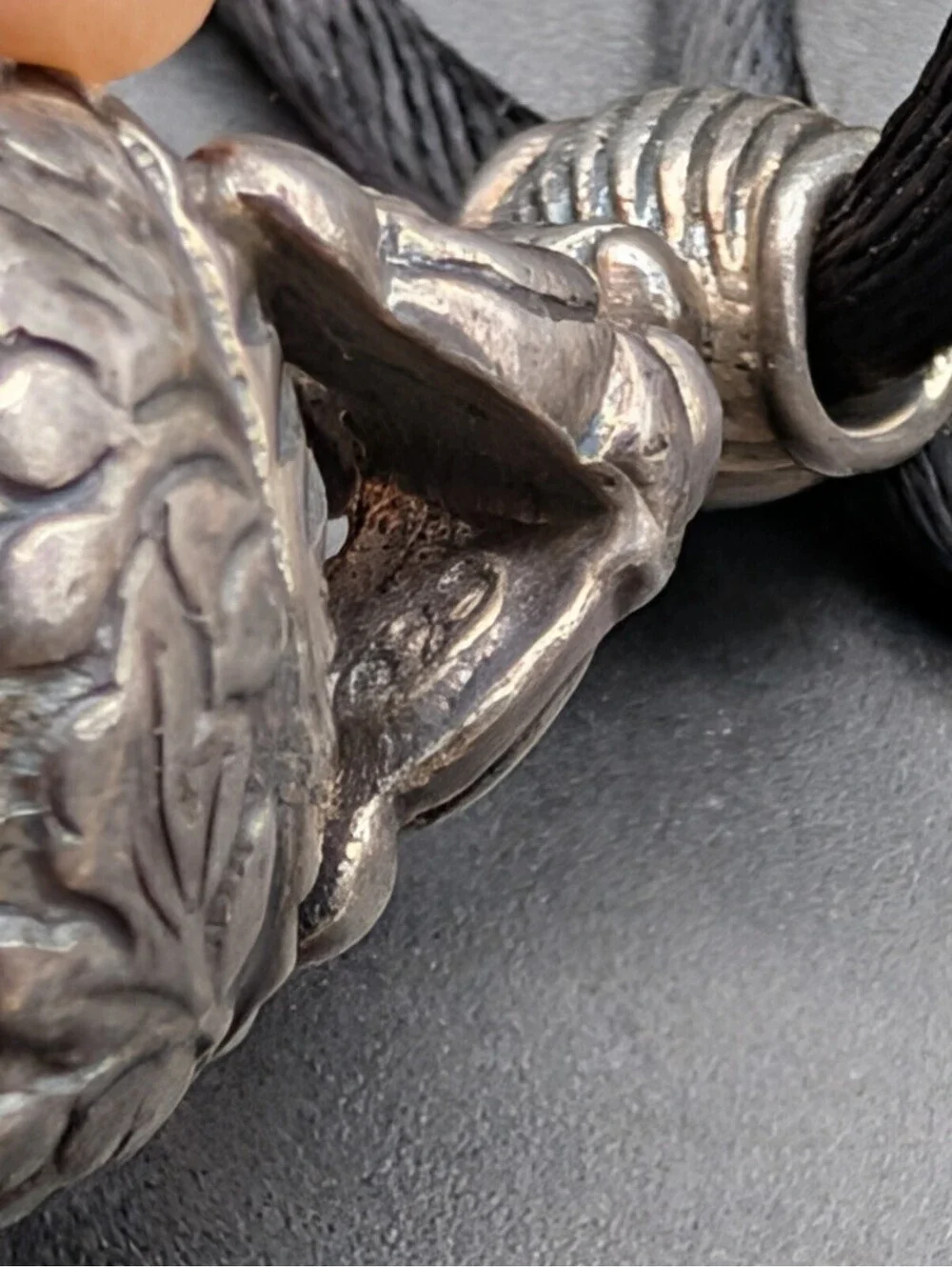 Vintage Museum of Fine Arts MFA Sterling Silver Black Onyx Repousse Fob Pendant